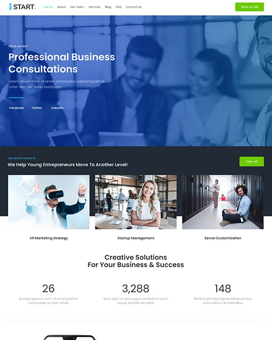 iStart startup homepage preview